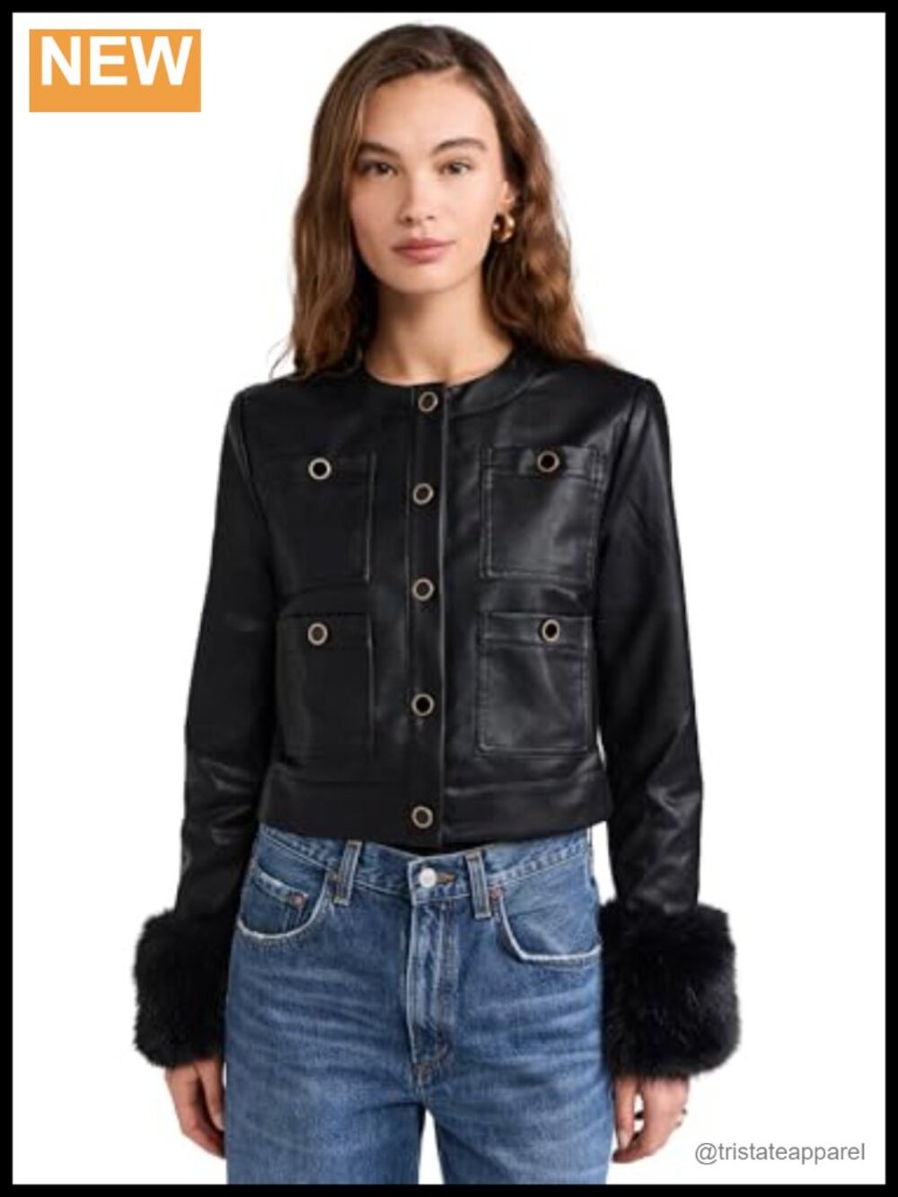 Women's Boxy Faux Leather Jacket Oversized Fit